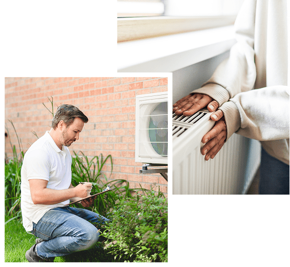 Person warming hands on indoor radiator