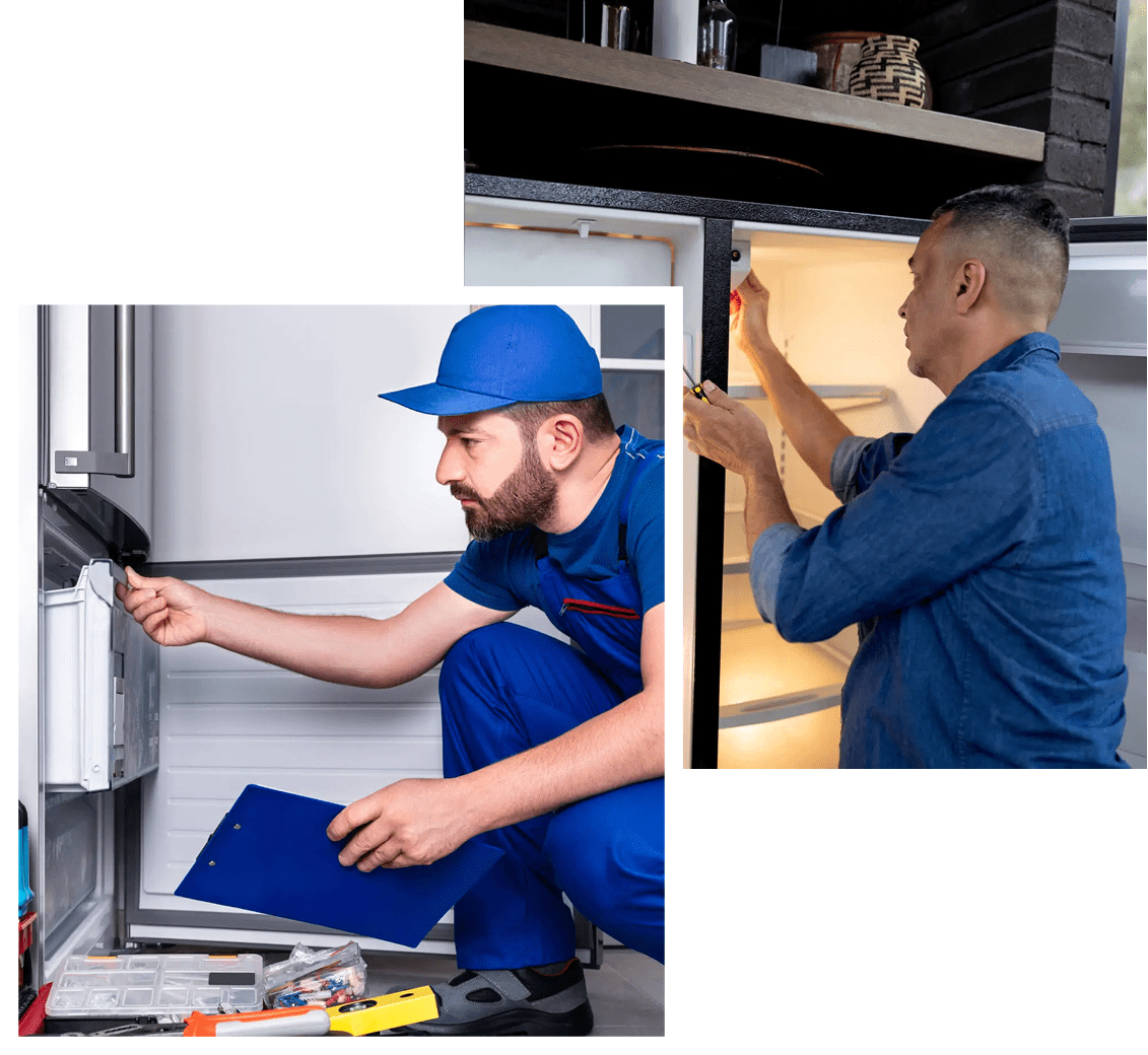 Man inspecting fridge interior